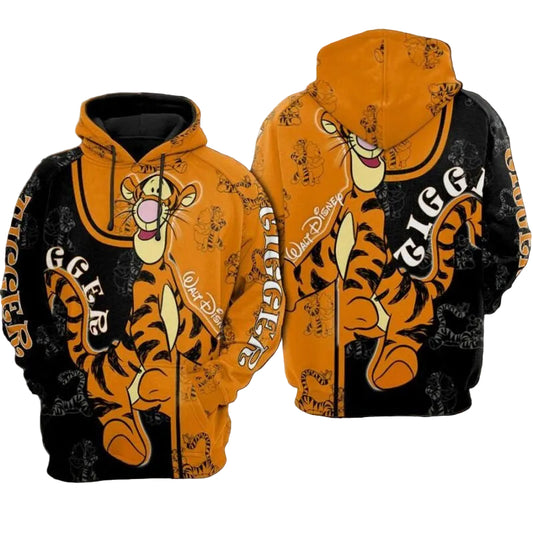 Tigger Cartoon Winnie The Pooh Walt Disney Over Print 3d Hoodie Zip Hoodie Moonbestprint