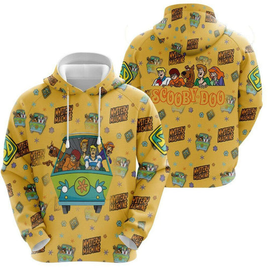 Scooby Doo Run Team On Mystery Machine Yellow 3d Hoodie Zip Hoodie Moonbestprint