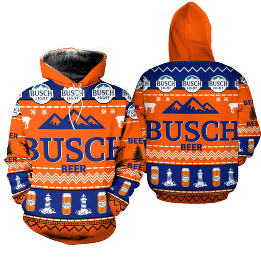 Busch Beer Ugly Christmas Hoodie Zipper Hoodie All Over Printed Moonbestprint