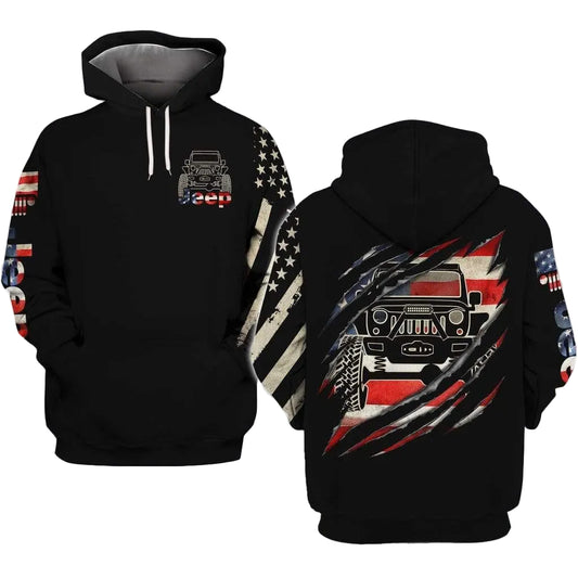 Jeep Lover Gift, Vintage Jeep Scratch All Over Print Hoodie Moonbestprint