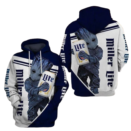 Groot Miller Lite Beer Lover 3d Hoodie Zip Hoodie Moonbestprint