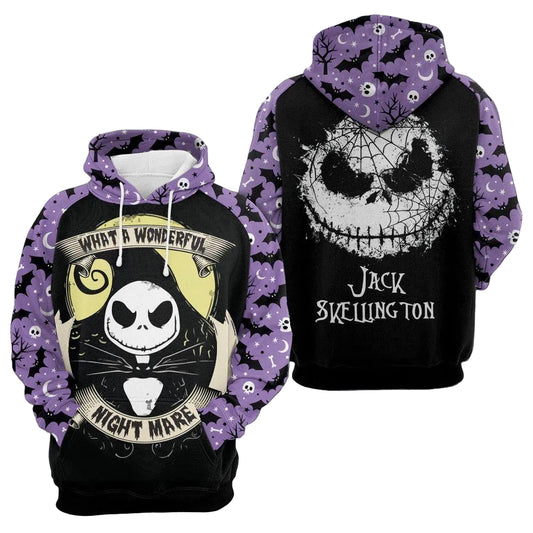 Jack Skellington Nightmare Before Christmas What A Wonderful Nightmare Aop Hoodie, Zip Hoodie, Fleece Jacket Moonbestprint