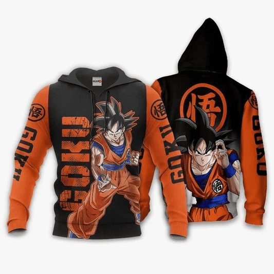 Goku Cartoon Dragon Ball Anime Manga Orange 2 Over Print 3d Hoodie Zip Hoodie Moonbestprint