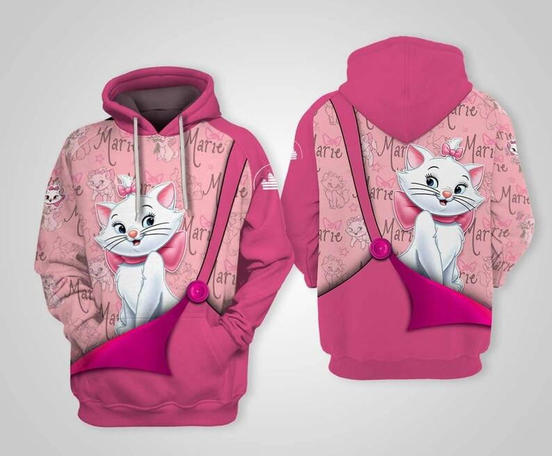 Disney Cartoon Fan Gift, Pink Marie Cat The Aristocats All Over Print Hoodie, Zip Hoodie Moonbestprint