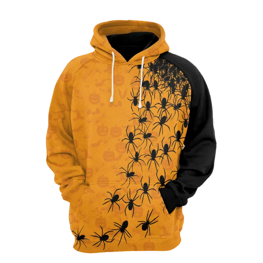 Halloween Spiders Pumpkin Pattern Black Orange 3d Hoodie Zip Hoodie Moonbestprint