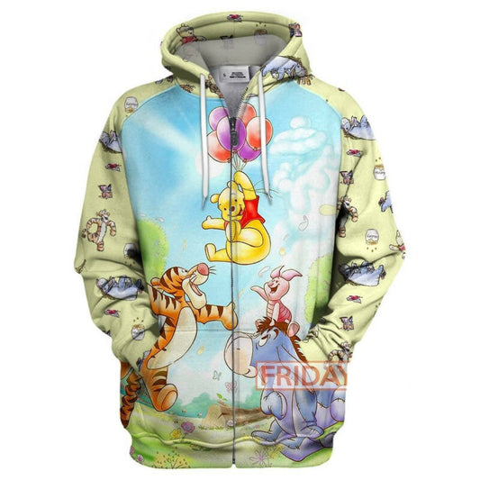 T-shirt Pooh And Friends Tigger Eeyore Piglet Emoji Cartoon 3d Print T-shirt Hoodie Adult Full Print Moonbestprint