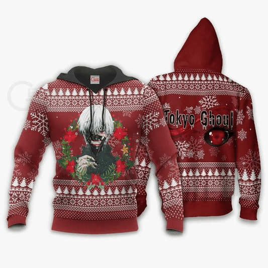 Ken Kaneki Cool Ugly Christmas Tokyo Ghoul Anime Manga For Men And Women 3d Hoodie Zip Hoodie Moonbestprint