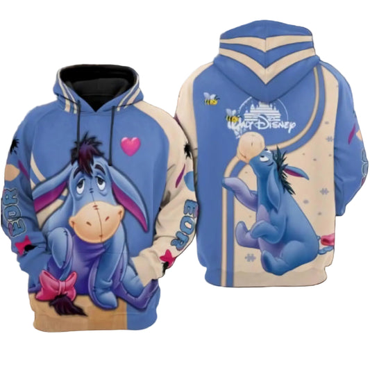 Winnie The Pooh Disney, Cute Eeyore All Over Print Hoodie Moonbestprint