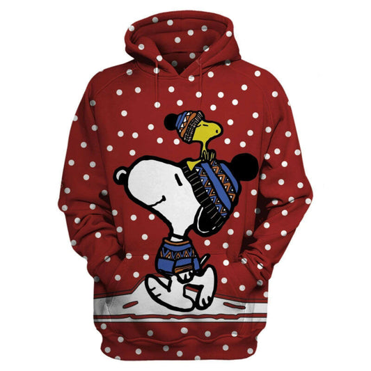 Snoopy And Woodstock Christmas Red 3d Hoodie Zip Hoodie Moonbestprint
