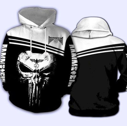 Skull Punisher Black Rammstein Logo 3d Hoodie Moonbestprint