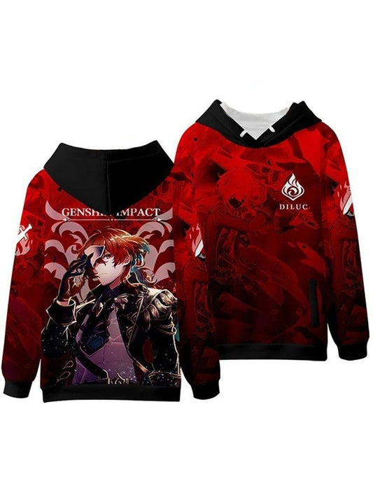 Game Genshin Impact Diluc Over Print 3d Hoodie Zip Hoodie Moonbestprint