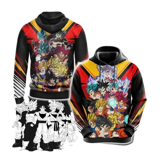 Dragon Ball Hoodie Goku All Versions Black Goku 3d Hoodie Zip Hoodie Moonbestprint