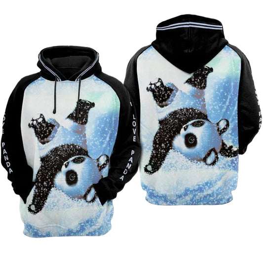 Panda Snow Hoodie Sweater Shirt Over Print 3d Hoodie Zip Hoodie Moonbestprint