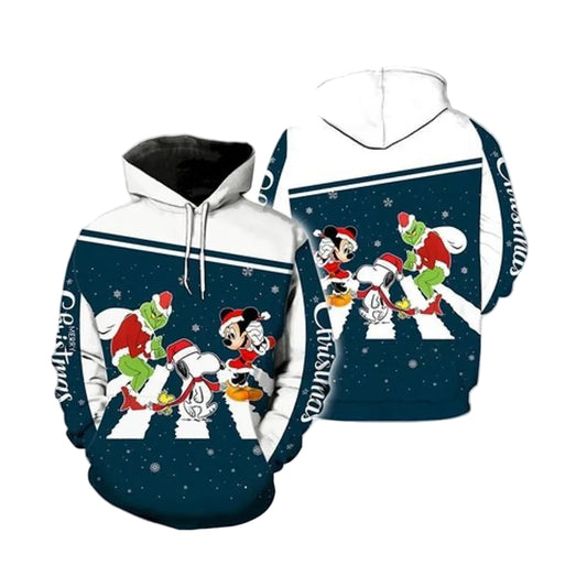 Snoopy, Mickey Grinch Walt Disney Over Print 3d Hoodie Zip Hoodie Moonbestprint