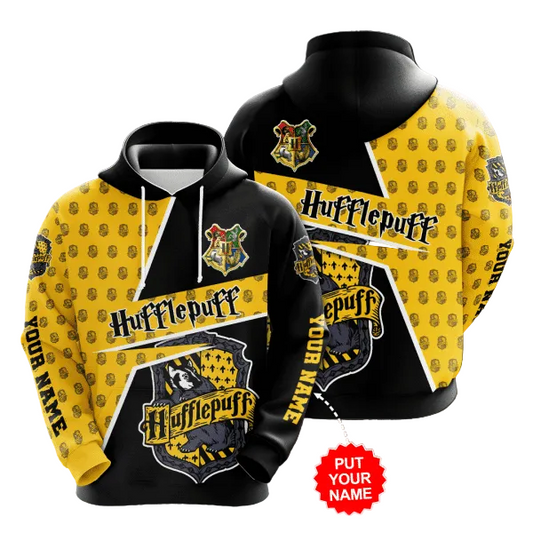 Hufflepuff Hogwarts School Signature Design Gift For Fan Custom 3d Hoodie All Over Printed Hoodie 1 Moonbestprint