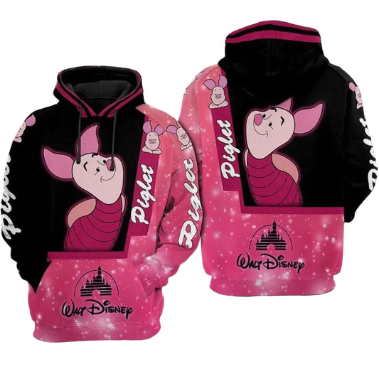 Piglet Disney Pink Galaxy Over Print 3d Hoodie Zip Hoodie Moonbestprint