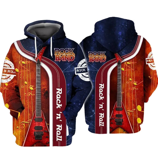 Rock N Roll Guitar For Men And Women 3d Hoodie Zip Hoodie Moonbestprint