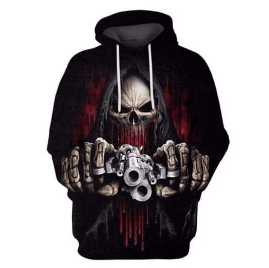 Death Skull With Gun 3d Hoodie Moonbestprint