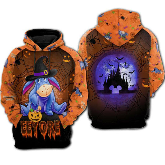 Witch Eeyore Halloween Night Orange Hoodie Winnie The Pooh 3d Hoodie Zip Hoodie Moonbestprint