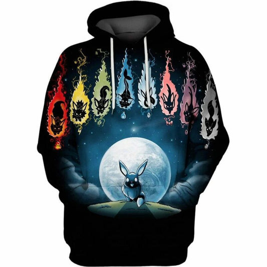 Evolutions Of Eevee Pokemon Over Print 3d Hoodie Zip Hoodie Moonbestprint