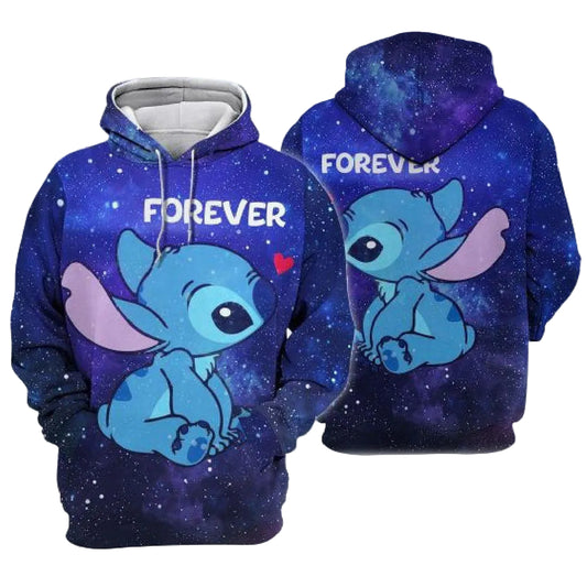 Lilo And Stitch Fan Gift, Disney Stich Forever Love All Over Print Hoodie Moonbestprint