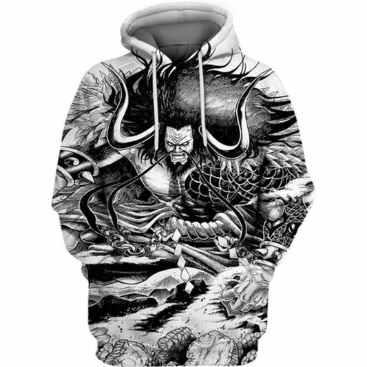 One Piece Kaido Black And White 3d Hoodie Moonbestprint