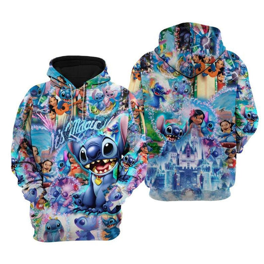 Lilo And Stitch Disney Fan Gift, Lilo And Stitch Best Friends, Ohana It's Magic All Over Print Hoodie, Zip Hoodie Moonbestprint