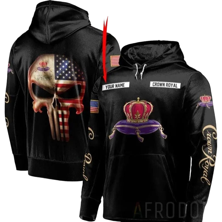 Custom Name Skull Crown Royal Hoodie, Gift For Fan 3d All Over Print Shirt Hoodie Moonbestprint