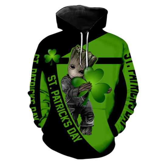 Baby Groot Marvel Comics, Irish Saint Patrick's Day Groot All Over Print Hoodie Ver14 Moonbestprint