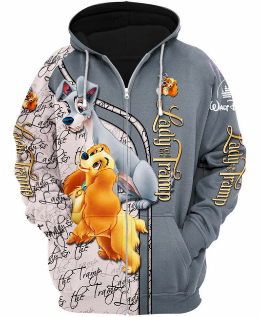 Lady And The Tramp 3d Hoodie Zip Hoodie Moonbestprint