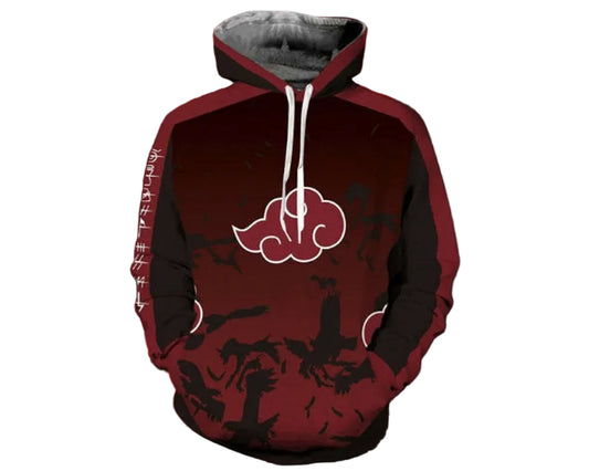Akatsuki Uchiha Itachi Raven Pattern Naruto Anime 3d Hoodie Zipper Hoodie Moonbestprint