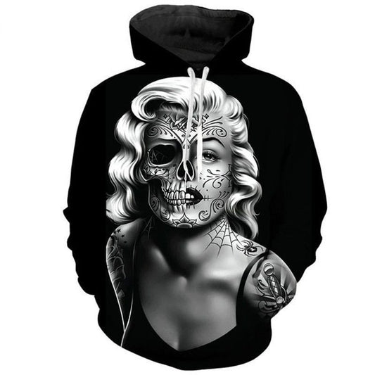 Very Cool Marilyn Monroe Half Skull Over Print 3d Hoodie Zip Hoodie Moonbestprint