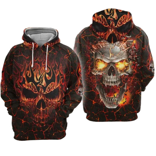 Fire Blast Skull Over Print 3d Hoodie Zip Hoodie Moonbestprint