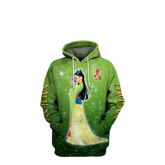 Disney Cartoon Mulan, Disney Princess Mulan All Over Print Hoodie Moonbestprint