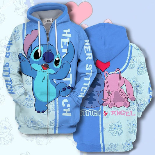 Las Her Stitch Adorable Couple All Over Print 3d Hoodie Zip Hoodie Moonbestprint