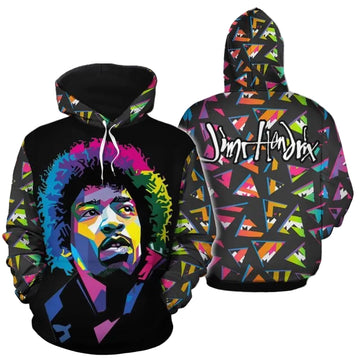 Jimi Hendrix Logo All Over Print Hoodie Moonbestprint
