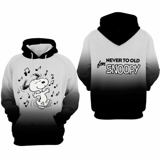 Never To Old For Snoopy Movie Peanuts Over Print 3d Hoodie Zip Hoodie Moonbestprint