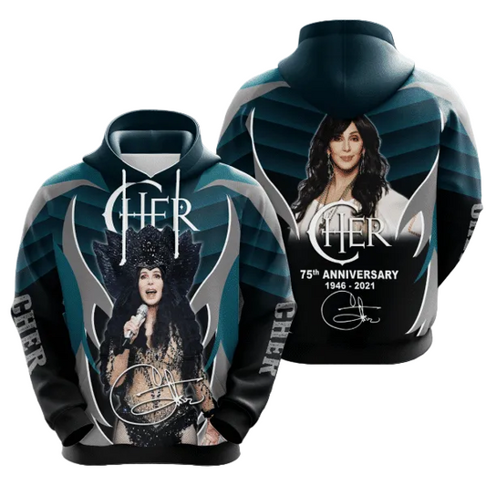 Cher Cherilyn Sarkisian 75th Anniversary 1946 2021 Signature Design Gift For Fan Custom 3d Hoodie All Over Printed Hoodie Moonbestprint