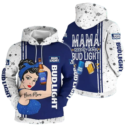 Beer Mom, Mama Needs Her Bud Light, Mother's Day Gift All Over Print Hoodie, Zip Hoodie 18 Moonbestprint
