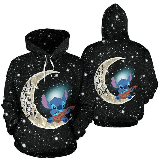 Cartoon Lilo And Stitch I Love You To The Moon And Back Over Print 3d Hoodie Zip Hoodie 1155 Moonbestprint