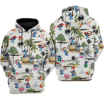 Stitch Hawaii Over Print 3d Hoodie Zip Hoodie Moonbestprint