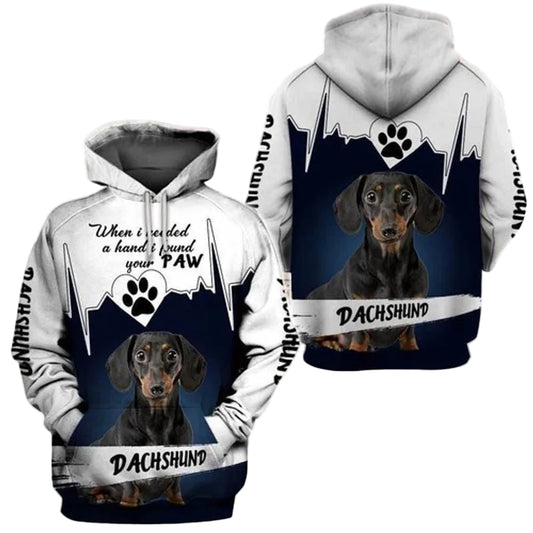 Dachshund Puppies Heart Beat All Over Printed Custom 3d Hoodie Moonbestprint