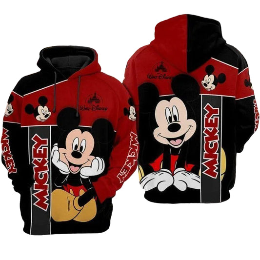 Disney Mickey Smiling Logo Black Red 3d Hoodie Zip Hoodie Moonbestprint
