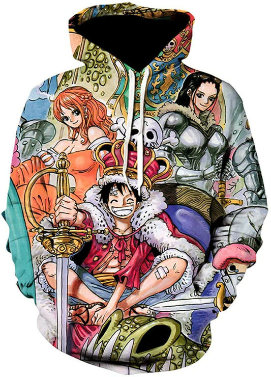 Lontse Unisex Anime One Piece 3d Printed Hoodie Monkey D Luffy Crew Pullover Sweatshirt Hoodies Moonbestprint