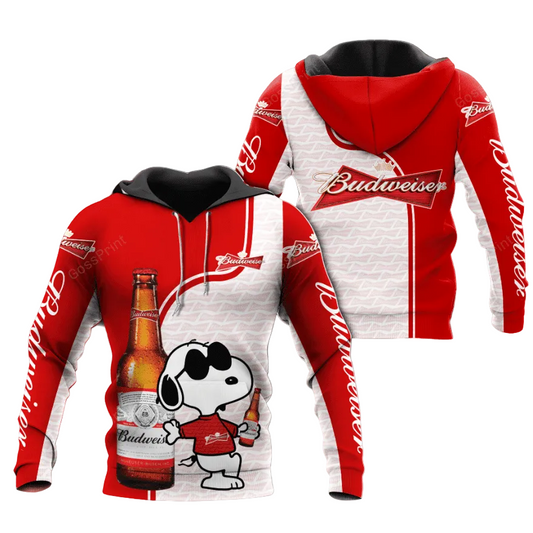 Cool Snoopy Budweiser Aop Hoodie Moonbestprint