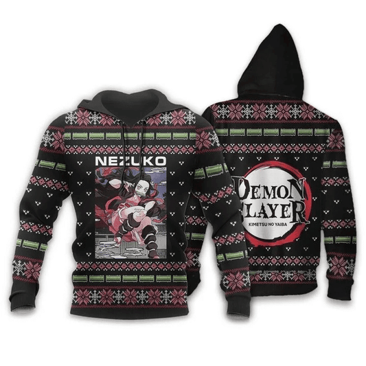 Nezuko Kamado Ugly Christmas Demon Slayer Anime Manga For Men And Women 3d Hoodie Zip Hoodie Moonbestprint