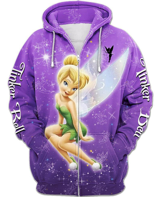 Purple Tinker Bell Zip-up Hoodie Moonbestprint