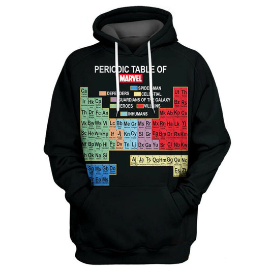 Periodic Table Of Marvel 3d Hoodie Zip Hoodie Moonbestprint