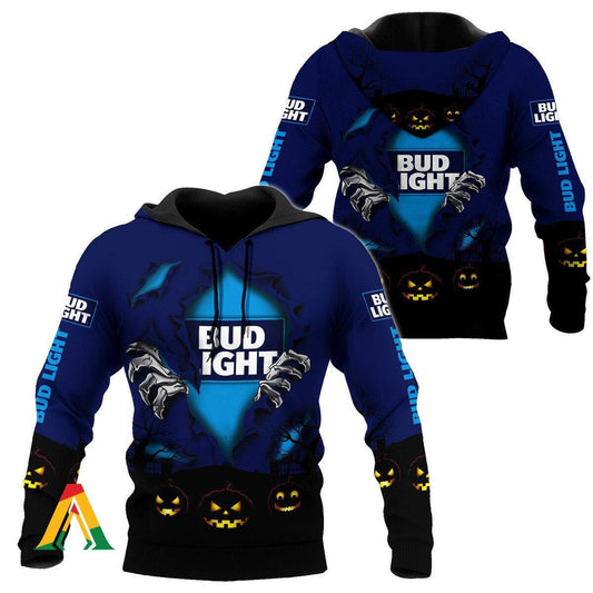 Scary Night Halloween Bud Light Hoodie &amp; Zip Hoodie Moonbestprint