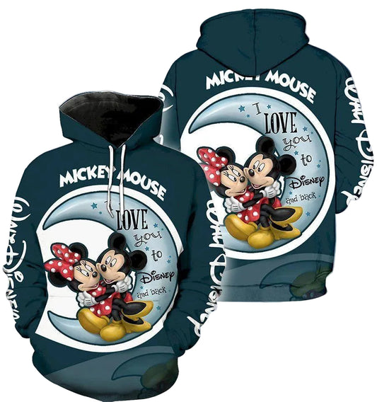 Mickey And Minnie Mouse Disney Love, I Love You To Disney And Back Aop Hoodie Moonbestprint